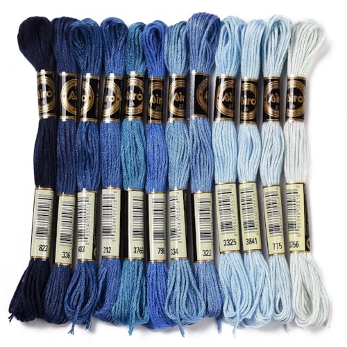CABODYALS 12 Strang 105 Yards 6 Fädig Buntes Stickgarn Freundschaftsarmbänder Schnur Blauer Farbverlauf Kreuzstich Garn Faden In Großpackung Für Schmuckherstellung Handnähen Stricken Nähen Basteln CABODYALS 12 Strang 105 Yards 6 Fädig Buntes Stickgarn Freundschaftsarmbänder Schnur Blauer Farbverlauf Kreuzstich Garn Faden In Großpackung Für Schmuckherstellung Handnähen Stricken Nähen Basteln von CABODYALS