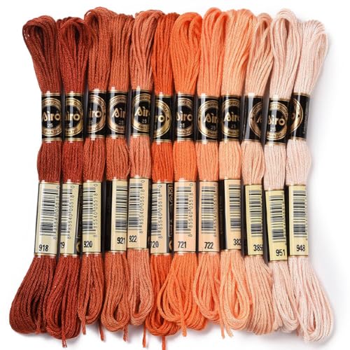 CABODYALS 12 Strang 105 Yards 6 Fädig Buntes Stickgarn Orange Farbverlauf Crewel Freundschaftsarmband Schnur Kreuzstichgarn Garnfaden Für Die Schmuckherstellung Handnähen Nähen Basteln DIY CABODYALS 12 Strang 105 Yards 6 Fädig Buntes Stickgarn Orange Farbverlauf Crewel Freundschaftsarmband Schnur Kreuzstichgarn Garnfaden Für Die Schmuckherstellung Handnähen Nähen Basteln DIY von CABODYALS