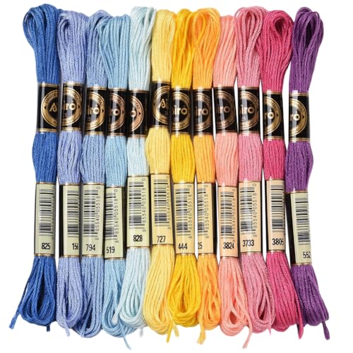 CABODYALS 12 Strang 96m Bunte Stickfaden Glitzer Kreuzstichgarn 6 Stränge Stickgarn Bastelfaden Handarbeitfaden Freundschaftsarmband Fäden Zur Schmuckherstellung Armband Stricken Nähen Bastelbedarf CABODYALS 12 Strang 96m Bunte Stickfaden Glitzer Kreuzstichgarn 6 Stränge Stickgarn Bastelfaden Handarbeitfaden Freundschaftsarmband Fäden Zur Schmuckherstellung Armband Stricken Nähen Bastelbedarf von CABODYALS