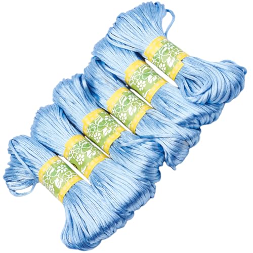 CABODYALS 120 m 6 Bündel 2mm Himmelblaue Satin Besatzschnur Runde Glatte Polyester Schnur Seiden Rattail Soild Kumihimo Koreanischer Faden Zum Nähen Herstellen von Schmuck Basteln Armbändern Halskett von CABODYALS