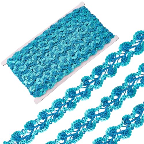 CABODYALS 13 m 28mm Blaue Pailletten Spitzenborte Glitzerzopf Blumenbesatz Metallische Flache Paillettenbänder Funkelnde Paillettenstreifen Zum Nähen Herstellen von Kleidungszubehör Dekoration Partyhü CABODYALS 13 m 28mm Blaue Pailletten Spitzenborte Glitzerzopf Blumenbesatz Metallische Flache Paillettenbänder Funkelnde Paillettenstreifen Zum Nähen Herstellen von Kleidungszubehör Dekoration Partyhü von CABODYALS