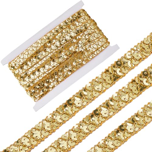 CABODYALS 13m 15mm Goldene Paillettenbesatz Paillettenborte Spitzenbesatz Glitzerborte Paillettenband Pailletten Bänder Perlenbesatz Glitzernd Band Zum Nähen Basteln Verpacken Geschenken CABODYALS 13m 15mm Goldene Paillettenbesatz Paillettenborte Spitzenbesatz Glitzerborte Paillettenband Pailletten Bänder Perlenbesatz Glitzernd Band Zum Nähen Basteln Verpacken Geschenken von CABODYALS
