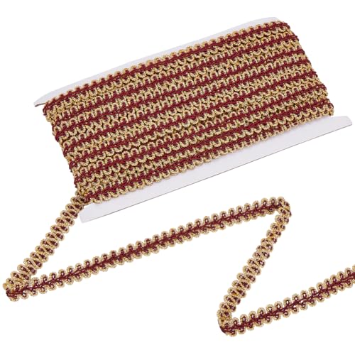 CABODYALS 14.22 Yards 1/2 Zoll Dunkelrotes Zopfband Mit Goldbesatz Vintage Gimpe Funkelnd Gewellte Kante Gurtband Polyesterbänder Zum Nähen Herstellen von Kleidungszubehör Vorhängen Sofa Dekoration He CABODYALS 14.22 Yards 1/2 Zoll Dunkelrotes Zopfband Mit Goldbesatz Vintage Gimpe Funkelnd Gewellte Kante Gurtband Polyesterbänder Zum Nähen Herstellen von Kleidungszubehör Vorhängen Sofa Dekoration He von CABODYALS