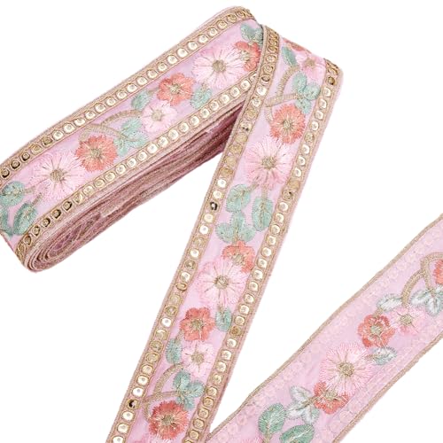 CABODYALS 15 Yards 1.69 Zoll Rosa Besticktes Organzaband Jacquard Besatz Breit Vintage Durchsichtige blumesnstickerei Ethnische Bänder Zum Nähen Herstellen von Brauthochzeitsdekor Geschenkverpackung H CABODYALS 15 Yards 1.69 Zoll Rosa Besticktes Organzaband Jacquard Besatz Breit Vintage Durchsichtige blumesnstickerei Ethnische Bänder Zum Nähen Herstellen von Brauthochzeitsdekor Geschenkverpackung H von CABODYALS