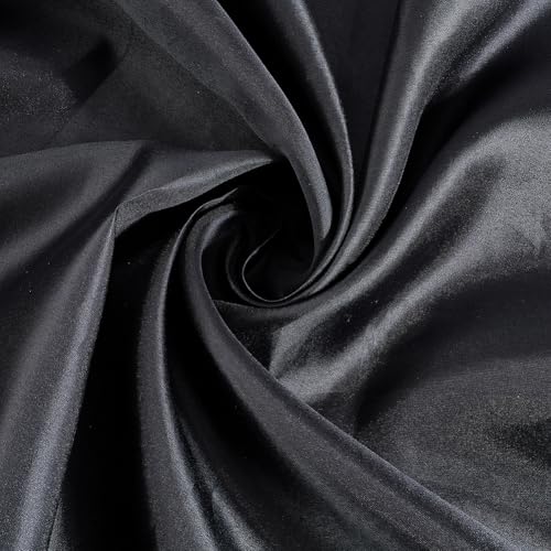 CABODYALS 150cm Schwarzer Seidenstoff Weicher Polyester Satinstoff Meterware Vintage Atmungsaktiv Einfarbig Breit Seidige Stoffe Zum Nähen Herstellen von Festivals Hochzeiten Heimdekoration Kostüme DI von CABODYALS