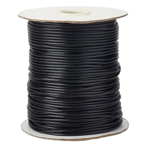 CABODYALS 175 Yards 0.5mm Schwarze Gewachste Schnur Gewachster Faden Makramee Kordel Polyester Lederwachs Runde Schlüsselbandschnüre Perlenschnüre Seil Zur Schmuckherstellung Perlen Armbänder Halskett von CABODYALS