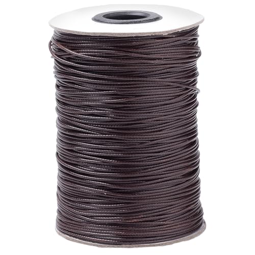 CABODYALS 175 Yards 1MM DunkelBraunee Gewachste Kordel Koreanischer Polyester Wachsfaden Rund Weiche Makramee Perlenschnüre Großrollen Mit Spule Zum Nähen Herstellen von Schmuck Halsketten Flechten Ar von CABODYALS