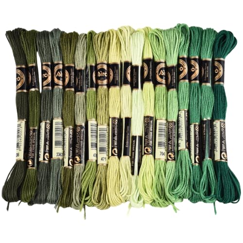 CABODYALS 18 Knäuel 6 Stränge Grüner Kreuzstichfaden Bunter Farbverlauf Stickgarn Aus Polyester Freundschaftsarmband Schnurgarn Fäden In Großpackung Zum Handnähen von Armbändern Handarbeiten DIY Nähen von CABODYALS