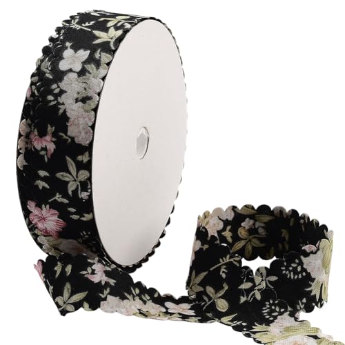 CABODYALS 18 m 25mm Blumendruckband Schwarzes Blumenmuster Drahtband Vintage Frühling Sommer Doppelt Gewellter Rand Stoffbänder Großpackung Mit Spule Zum Nähen Basteln Blumensträuße Weihnachtsbedarf CABODYALS 18 m 25mm Blumendruckband Schwarzes Blumenmuster Drahtband Vintage Frühling Sommer Doppelt Gewellter Rand Stoffbänder Großpackung Mit Spule Zum Nähen Basteln Blumensträuße Weihnachtsbedarf von CABODYALS