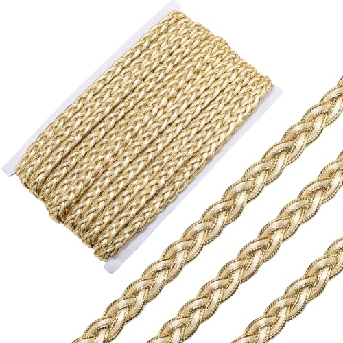 CABODYALS 18.29 m Goldene Borte Spitzenbesatz Metallische Wellenkante Weizenform Gezwirnte Bänder Gewebtes Gimp Gurtband Dünnes Polyester Vintage Besatz Zum Nähen Herstellen von Kleidungszubehör Heimd von CABODYALS