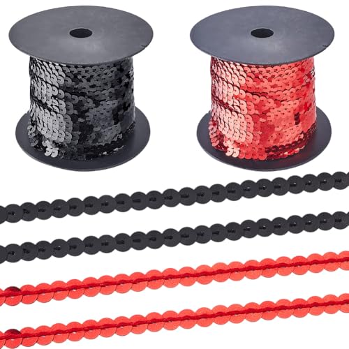 CABODYALS 2 Rolle 100 Yards 6mm Schwarz Und Rot Flache Paillettenbesatzrolle Meterware Masse Funkelnde Runde Perlen Paillettenstreifen Gürtel Stoffband Zum Nähen von Kleidung Bettwäsche Party Dekorati CABODYALS 2 Rolle 100 Yards 6mm Schwarz Und Rot Flache Paillettenbesatzrolle Meterware Masse Funkelnde Runde Perlen Paillettenstreifen Gürtel Stoffband Zum Nähen von Kleidung Bettwäsche Party Dekorati von CABODYALS