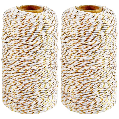 CABODYALS 2 Rolle 200 m 2mm Weiße Und Goldene Baumwollschnur Metallisch Gedreht Bäcker Packschnur Makramee Rundschnur Geflochtener Faden Masse Zum Basteln Für Hochzeiten Weihnachten Partys Dekoration CABODYALS 2 Rolle 200 m 2mm Weiße Und Goldene Baumwollschnur Metallisch Gedreht Bäcker Packschnur Makramee Rundschnur Geflochtener Faden Masse Zum Basteln Für Hochzeiten Weihnachten Partys Dekoration von CABODYALS