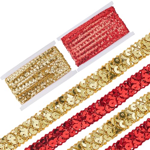 CABODYALS 2 Rolle 26 m 1/2 Zoll Rotgoldene Paillettenbandbesatz Flach Glitzernd Metallisch Pailletten Perlen Stoffbänder Glitzer Zopf Spitzenstreifen Masse Zum Nähen Basteln Kleidung Kleider Hochzeit CABODYALS 2 Rolle 26 m 1/2 Zoll Rotgoldene Paillettenbandbesatz Flach Glitzernd Metallisch Pailletten Perlen Stoffbänder Glitzer Zopf Spitzenstreifen Masse Zum Nähen Basteln Kleidung Kleider Hochzeit von CABODYALS