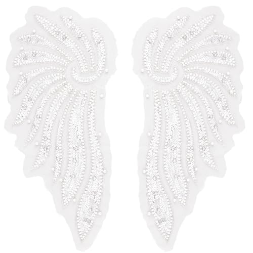 CABODYALS 2 Stück 2 Stile Applikation Mit Engelsflügeln 3D Spitzenapplikationen Mit Großen Perlen Und Pailletten Strasssteinen Weiß Bestickt Zum Aufnähen Auf Tüllflicken Zum Nähen Basteln Kleidern Kle CABODYALS 2 Stück 2 Stile Applikation Mit Engelsflügeln 3D Spitzenapplikationen Mit Großen Perlen Und Pailletten Strasssteinen Weiß Bestickt Zum Aufnähen Auf Tüllflicken Zum Nähen Basteln Kleidern Kle von CABODYALS