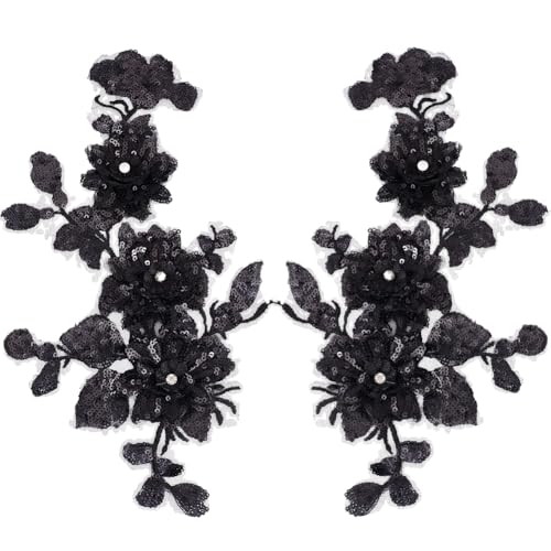 CABODYALS 2 Stück 2 Stile Schwarze Blumen Stickerei Applikation Vintage Perlen Pailletten Spitzen Applikationen 3D Blumen Strass Zum Aufnähen Ornament Patches Zum Nähen Herstellen von Kleidern Partyta CABODYALS 2 Stück 2 Stile Schwarze Blumen Stickerei Applikation Vintage Perlen Pailletten Spitzen Applikationen 3D Blumen Strass Zum Aufnähen Ornament Patches Zum Nähen Herstellen von Kleidern Partyta von CABODYALS