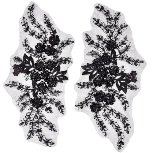 CABODYALS 2 Stück 3D Blumen Pailletten Applikation Schwarze Spitzenperlen Blumen Stickerei Applikationen Polyester Stickerei Zum Aufnähen Auf Tüll Flicken Zum Nähen von Kleidern Kleidung Basteln Braut CABODYALS 2 Stück 3D Blumen Pailletten Applikation Schwarze Spitzenperlen Blumen Stickerei Applikationen Polyester Stickerei Zum Aufnähen Auf Tüll Flicken Zum Nähen von Kleidern Kleidung Basteln Braut von CABODYALS