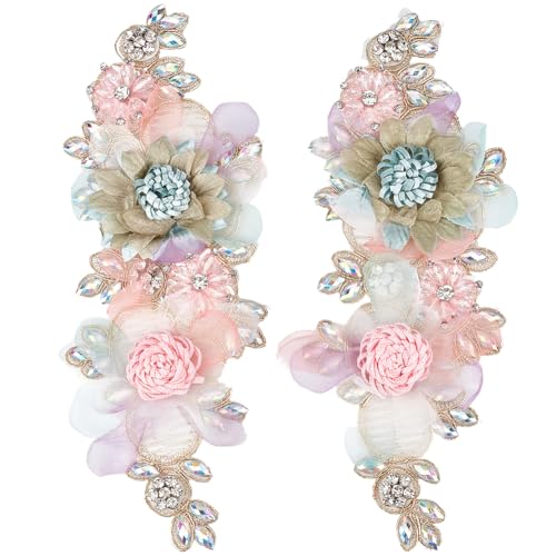 CABODYALS 2 Stück 3D Stickerei Applikation Mit Blumenmotiv Rosa Strass Blumen Applikationen Polyester Kristall Pailletten Spitze Zum Aufnähen Auf Tüll Aufnäher Zum Nähen Basteln Brautkleid Hochzeitszu CABODYALS 2 Stück 3D Stickerei Applikation Mit Blumenmotiv Rosa Strass Blumen Applikationen Polyester Kristall Pailletten Spitze Zum Aufnähen Auf Tüll Aufnäher Zum Nähen Basteln Brautkleid Hochzeitszu von CABODYALS