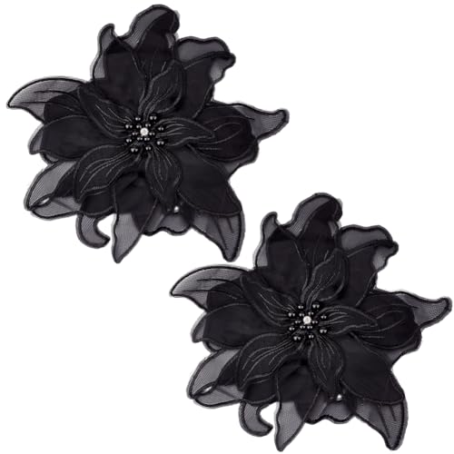CABODYALS 2 Stück 3D Stickerei Applikation Mit Blumenmuster Schwarze Polyester Spitzen Blumen Applikationen Strass Kristallperlen Zum Aufnähen Auf Tüll Patches Zum Nähen von Kleidung Kleidern Kostümen CABODYALS 2 Stück 3D Stickerei Applikation Mit Blumenmuster Schwarze Polyester Spitzen Blumen Applikationen Strass Kristallperlen Zum Aufnähen Auf Tüll Patches Zum Nähen von Kleidung Kleidern Kostümen von CABODYALS