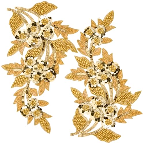 CABODYALS 2 Stück Goldene Pailletten Applikation Stickerei Floridn Perlen Aufnäher Zum Aufnähen Funkelnder Vintage Stoff Florale Pailletten Polyester Applikationen Zum Nähen Herstellen von Kleidung Ac CABODYALS 2 Stück Goldene Pailletten Applikation Stickerei Floridn Perlen Aufnäher Zum Aufnähen Funkelnder Vintage Stoff Florale Pailletten Polyester Applikationen Zum Nähen Herstellen von Kleidung Ac von CABODYALS