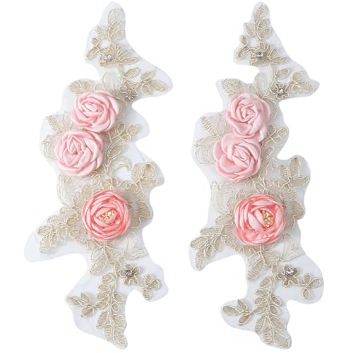 CABODYALS 2 Stück Rosa Blumen Applikation 3D Blumen Polyester Strass Stickerei Applikationen Vintage Rose Perlen Pailletten Spitze Aufnäher Zum Nähen Herstellen von Stoff Kleidern Jeans Bastelbedarf CABODYALS 2 Stück Rosa Blumen Applikation 3D Blumen Polyester Strass Stickerei Applikationen Vintage Rose Perlen Pailletten Spitze Aufnäher Zum Nähen Herstellen von Stoff Kleidern Jeans Bastelbedarf von CABODYALS