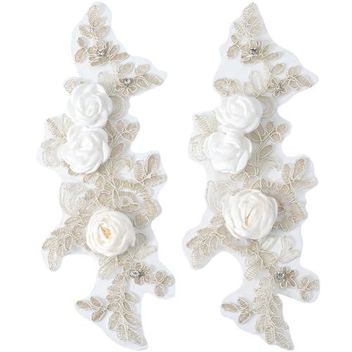 CABODYALS 2 Stück Weiße Pailletten Blumen Applikation 3D Blumen Polyester Strass Stickerei Applikationen Vintage Rose Perlenspitze Aufnäher Zum Aufnähen Für Die Herstellung von Kleidung Kleidern Tasch CABODYALS 2 Stück Weiße Pailletten Blumen Applikation 3D Blumen Polyester Strass Stickerei Applikationen Vintage Rose Perlenspitze Aufnäher Zum Aufnähen Für Die Herstellung von Kleidung Kleidern Tasch von CABODYALS