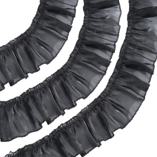 CABODYALS 2 m 70mm Schwarze Spitzenborte Mit Rüschen Vintage Rüschenband Stretch Plissee Bänder Wellenrand Oganza Bordüre Transparente Borte Zum Nähen Herstellen von Röcken Taschen Manschetten DIY De CABODYALS 2 m 70mm Schwarze Spitzenborte Mit Rüschen Vintage Rüschenband Stretch Plissee Bänder Wellenrand Oganza Bordüre Transparente Borte Zum Nähen Herstellen von Röcken Taschen Manschetten DIY De von CABODYALS