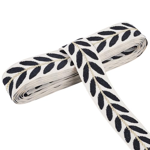 CABODYALS 2.74 m 25mm Schwarzes Besticktes Band Weiße Vintage Jacquardbänder Besatzband Stickerei Blattmuster Gewebter Stoffbesatz Zum Nähen Basteln Kleidung Vorhänge Blumensträuße Dekorationszubehör CABODYALS 2.74 m 25mm Schwarzes Besticktes Band Weiße Vintage Jacquardbänder Besatzband Stickerei Blattmuster Gewebter Stoffbesatz Zum Nähen Basteln Kleidung Vorhänge Blumensträuße Dekorationszubehör von CABODYALS