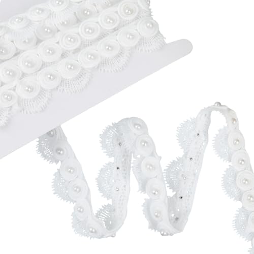 CABODYALS 2.74 m 3.2cm Weißes Perlen Bänder Blumen Spitzenbesatz Mit Perlenband Geschenkband Elastische Spitzenkanten Polyesterband Florale Zum Nähen Herstellen von Taschen Blumensträußen Verpackung CABODYALS 2.74 m 3.2cm Weißes Perlen Bänder Blumen Spitzenbesatz Mit Perlenband Geschenkband Elastische Spitzenkanten Polyesterband Florale Zum Nähen Herstellen von Taschen Blumensträußen Verpackung von CABODYALS