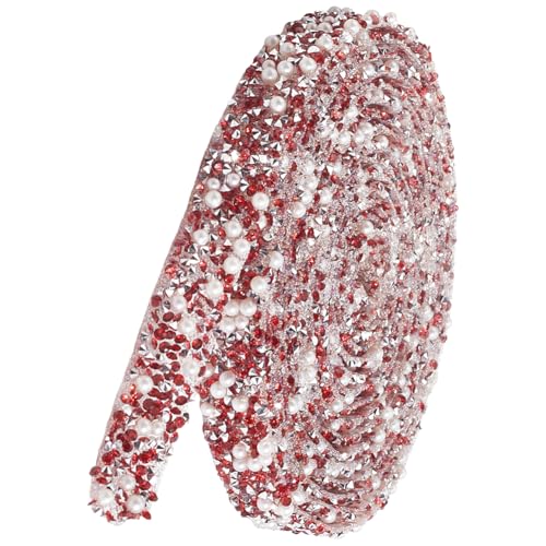 CABODYALS 2.74 m Rotes Strassband Mit Perlen Kristallglitzer Vintage Harzperlen Boho Gothic Funkeln Glänzende Böhmen Perlen Gothic Girlanden Kranzband Zum Nähen Herstellen von Geschenken Verpacken Bas CABODYALS 2.74 m Rotes Strassband Mit Perlen Kristallglitzer Vintage Harzperlen Boho Gothic Funkeln Glänzende Böhmen Perlen Gothic Girlanden Kranzband Zum Nähen Herstellen von Geschenken Verpacken Bas von CABODYALS