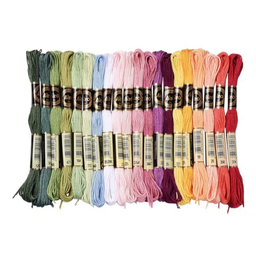 CABODYALS 20 Strang 160m Buntes Stickgarn Set 6 Stränge Regenbogenfarben Garnfäden Kreuzstichgarn Grün Rosa Lang Freundschaftsarmband Faden Zur Schmuckherstellung Armband Stricken Nähen Bastelbedarf von CABODYALS