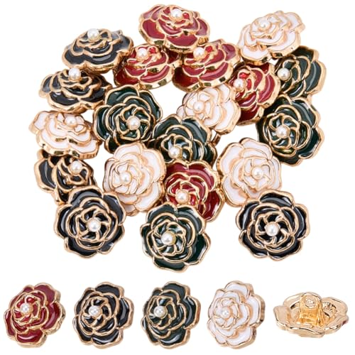 CABODYALS 20 Stück 14.5mm Rot Weiß Gold Schwarz 3D Kamelien BLUMES Geformt Perlen Ösenknopf Floral Vintage Legierung Metallic Emaille Knöpfe Zum Nähen Herstellung Scrapbooking DIY Handwerk Zubehör CABODYALS 20 Stück 14.5mm Rot Weiß Gold Schwarz 3D Kamelien BLUMES Geformt Perlen Ösenknopf Floral Vintage Legierung Metallic Emaille Knöpfe Zum Nähen Herstellung Scrapbooking DIY Handwerk Zubehör von CABODYALS