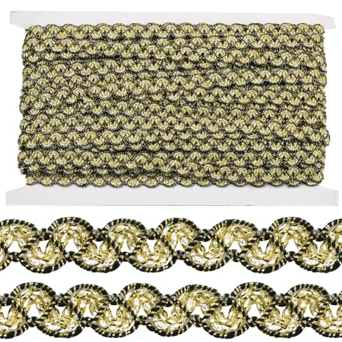 CABODYALS 20 m 12mm Schwarz Goldenes Geflochtenes Band Metallisch Gewebte Borte Spitzenbesatz Polyester Dekorativer Gimp Stoff Polsterbesatz Für Die Schmuckherstellung Nähen Basteln Kleidung Hüte Vor CABODYALS 20 m 12mm Schwarz Goldenes Geflochtenes Band Metallisch Gewebte Borte Spitzenbesatz Polyester Dekorativer Gimp Stoff Polsterbesatz Für Die Schmuckherstellung Nähen Basteln Kleidung Hüte Vor von CABODYALS