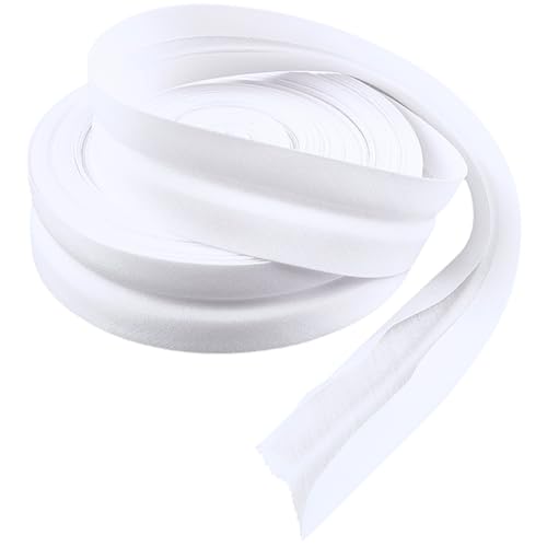 CABODYALS 20 m 25mm Weißes Schrägband Gewebtes Stoffband Doppelt Gefaltet Weiche Baumwollbindung Säumen Quilten Nahtbänder Zum Nähen Herstellen von Heimkleidung Kissen Steppdecken Bastelbedarf von CABODYALS