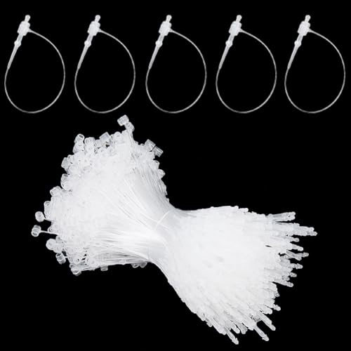 CABODYALS 2000 Stück 83mm weiß Kunststoff mit Loop Pins Einwegpreis Schnur Loop Lock Hängeetiketten Haken Schnur für Produkt Kleidung Anbringen von Etiketten Sicherheit Etiketten Produkt Kleidung von CABODYALS