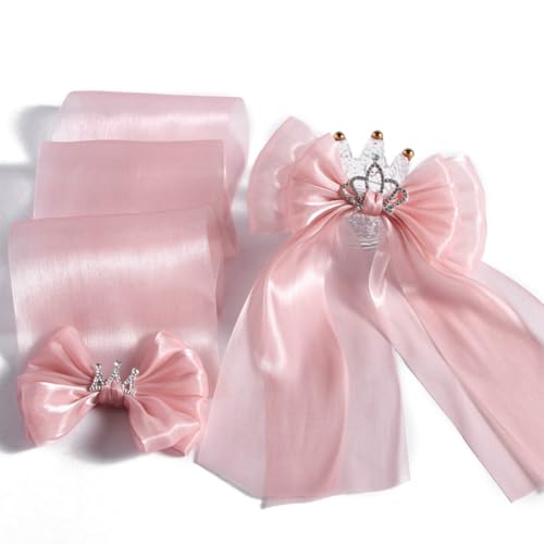 CABODYALS 22 Yards 1 1/2 Zoll Hellrosa Durchsichtiges Organzaband Chiffonband Weich Glatt Schimmernd Transparente Gaze Satinbänder Zum Verpacken von Geschenken Weihnachtsballons Hochzeiten Geburtstage von CABODYALS