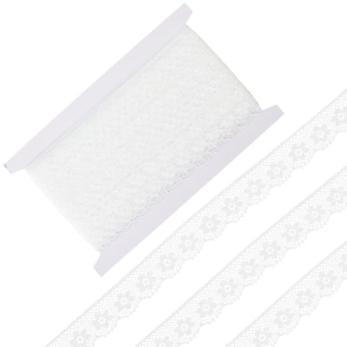 CABODYALS 27.4 m 13mm Weißes Spitzenband BLUMESSnstickerei Gewellter Rand BLUMESSnstickerei Vintage Besatz Zum Nähen Herstellen von Hochzeiten Valentinstagen Kleiderdekor Geschenkverpackungen DIY Bas von CABODYALS