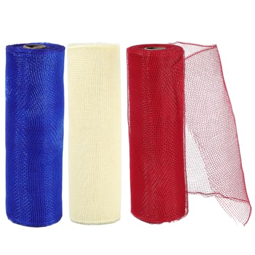 CABODYALS 3 Rolle 27.43 m 26cm Rot Blau Gelb USA Mesh Bandrolle Unabhängigkeitstag Amerikanische Deko Transparentes Stoffnetz Kunststoffbesatz Für Geschenkverpackungen 4. Juli Kranz DIY Bastelbedarf CABODYALS 3 Rolle 27.43 m 26cm Rot Blau Gelb USA Mesh Bandrolle Unabhängigkeitstag Amerikanische Deko Transparentes Stoffnetz Kunststoffbesatz Für Geschenkverpackungen 4. Juli Kranz DIY Bastelbedarf von CABODYALS