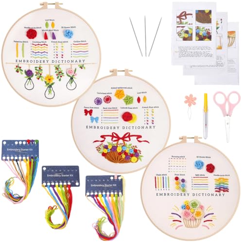 CABODYALS 3 Set Stick Starter Set Einfaches Blumen Kreuzstich Muster Blumenpflanzen Stanzer Baumwollfaden Nadel Handgefertigte Nadelspitzen Bastelsets Für Anfänger Erwachsene Und Frauen Festivalgesche CABODYALS 3 Set Stick Starter Set Einfaches Blumen Kreuzstich Muster Blumenpflanzen Stanzer Baumwollfaden Nadel Handgefertigte Nadelspitzen Bastelsets Für Anfänger Erwachsene Und Frauen Festivalgesche von CABODYALS