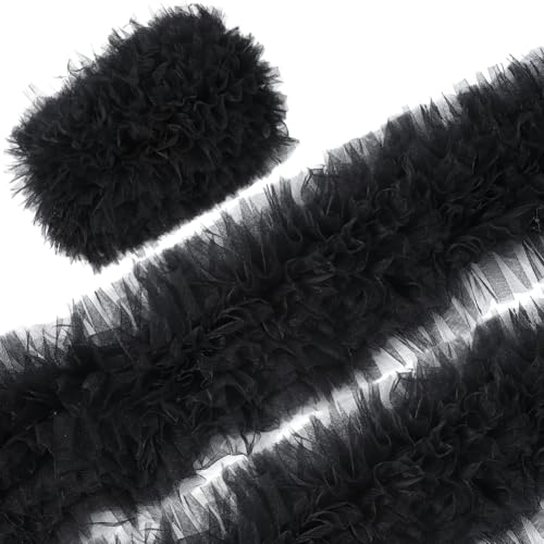 CABODYALS 3 Yards Schwarzes Plisseeband Spitzenbordüre Polyester Organza Doppelter Rüschenstoff Pom Pom Kantenbesatz Zum Nähen Basteln Geschenkverpackung DIY Weihnachtskleid Hochzeitsdeko CABODYALS 3 Yards Schwarzes Plisseeband Spitzenbordüre Polyester Organza Doppelter Rüschenstoff Pom Pom Kantenbesatz Zum Nähen Basteln Geschenkverpackung DIY Weihnachtskleid Hochzeitsdeko von CABODYALS