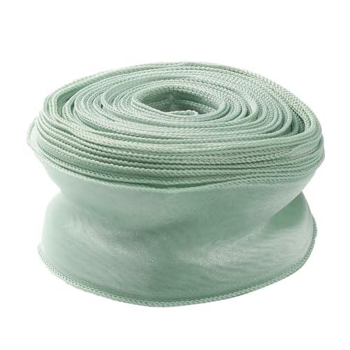 CABODYALS 38 Yards 2 Zoll Hellgrünes Organzaband Grünes Durchsichtiges Band Transparentes Klares Chiffon Tüll Geschenkband Zum Verpacken von Geschenken Blumen Hochzeitssträußen Einladungen Partydekora von CABODYALS