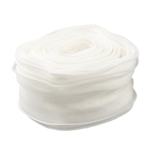 CABODYALS 38 Yards 2 Zoll Weißes Organzaband Durchsichtiges Hochzeitsband Durchsichtiges Chiffon Seidenchiffon Tüllband Zum Verpacken von Geschenken Basteln Hochzeitssträußen Einladungen Dekorationszu von CABODYALS