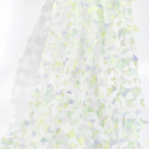 CABODYALS 3D Schmetterlings Spitzenstoff 0.91 m Sticknetz Grüne Farbverlauf Applikation Florale Gaze Polyester Bestickter Tüllstoff Zum Nähen Herstellen von Kleidung Hochzeitskleid Schleier Dekoration CABODYALS 3D Schmetterlings Spitzenstoff 0.91 m Sticknetz Grüne Farbverlauf Applikation Florale Gaze Polyester Bestickter Tüllstoff Zum Nähen Herstellen von Kleidung Hochzeitskleid Schleier Dekoration von CABODYALS