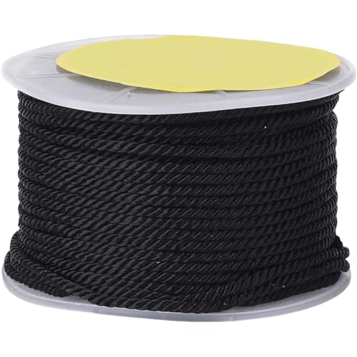CABODYALS 3mm Schwarze Kordel Seidenschnur Dekorative Geflochtene Nylonschnur Honer Besatz Weihnachts Handfasting Satin Glänzende Kordel Zum Basteln Polstern Vorhängen Raffhaltern Abschlussfeiern Heim CABODYALS 3mm Schwarze Kordel Seidenschnur Dekorative Geflochtene Nylonschnur Honer Besatz Weihnachts Handfasting Satin Glänzende Kordel Zum Basteln Polstern Vorhängen Raffhaltern Abschlussfeiern Heim von CABODYALS