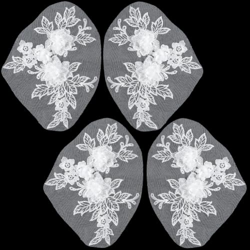 CABODYALS 4 Stück 3D Spitzenapplikation Mit Weißen Blumen Polyester Blumenstickerei Applikationen Vintage Stickerei Einfarbig Zum Aufnähen Auf Tüll Flicken Zum Nähen Basteln Kleidern Hochzeiten Partys CABODYALS 4 Stück 3D Spitzenapplikation Mit Weißen Blumen Polyester Blumenstickerei Applikationen Vintage Stickerei Einfarbig Zum Aufnähen Auf Tüll Flicken Zum Nähen Basteln Kleidern Hochzeiten Partys von CABODYALS