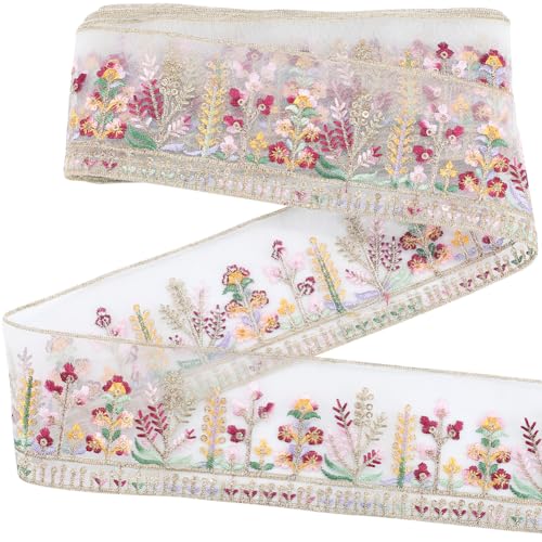 CABODYALS 4.57 m 65mm Besticktes Jacquard Besatzband Organza Blumenstickereiband Polyester Boho Blumengewebe Applikationsbänder Zum Nähen Basteln Hochzeitsgeschenkverpackung Heimdekoration CABODYALS 4.57 m 65mm Besticktes Jacquard Besatzband Organza Blumenstickereiband Polyester Boho Blumengewebe Applikationsbänder Zum Nähen Basteln Hochzeitsgeschenkverpackung Heimdekoration von CABODYALS