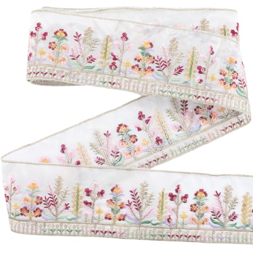 CABODYALS 4.57 m 65mm Weißes Jacquardband Aus Polyester Mit Blumenmuster Bestickt Gewebtes Besatzband Boho Blumenstickerei Stoffbänder In Großpackung Zum Nähen Basteln Hochzeitskleid Brautvorhang DIY CABODYALS 4.57 m 65mm Weißes Jacquardband Aus Polyester Mit Blumenmuster Bestickt Gewebtes Besatzband Boho Blumenstickerei Stoffbänder In Großpackung Zum Nähen Basteln Hochzeitskleid Brautvorhang DIY von CABODYALS