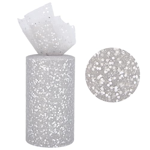 CABODYALS 45.72 m 150mm Silberne Tüllrolle Glitzernde Pailletten Netzstoff Transparentes Netztuch Meterware Polyester Glitzer Spulenstoffe Für Festivals Partys Heimdekoration Kleidungszubehör Heimwerk CABODYALS 45.72 m 150mm Silberne Tüllrolle Glitzernde Pailletten Netzstoff Transparentes Netztuch Meterware Polyester Glitzer Spulenstoffe Für Festivals Partys Heimdekoration Kleidungszubehör Heimwerk von CABODYALS