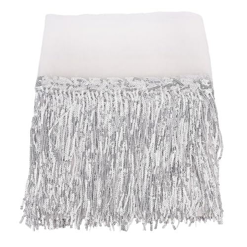 CABODYALS 5 Yards 7.87 Zoll Silber Glitzer Pailletten Fransenbesatz Tüllquaste Metallic Glänzende Perlen Flitter Vielseitiges Stoffband Zum Nähen von Kleidung Hochzeitskleid Verzierung DIY Bastelbedar CABODYALS 5 Yards 7.87 Zoll Silber Glitzer Pailletten Fransenbesatz Tüllquaste Metallic Glänzende Perlen Flitter Vielseitiges Stoffband Zum Nähen von Kleidung Hochzeitskleid Verzierung DIY Bastelbedar von CABODYALS