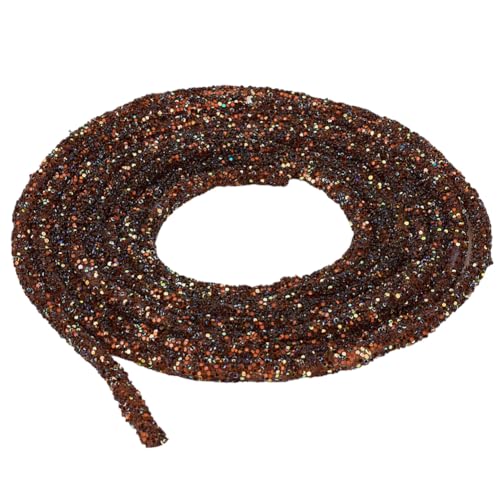 CABODYALS 5.47 Yards 0.24 Zoll Kokosnussbraun Paillettenseilband Glitzerglas Strass Rohrkordel PVC Paillettenbesatz Runde Schnur Zum Herstellen von Kleidern Kostümdekor Kleidung Schuhe Accessoires DIY von CABODYALS