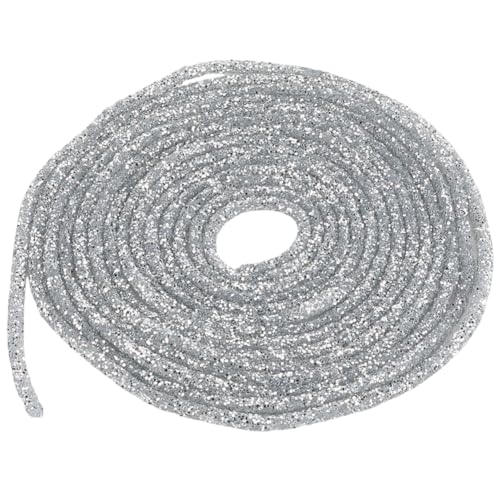 CABODYALS 5.47 Yards 0.24 Zoll Silberne Glitzerseilbänder Funkelnde Pailletten Runde Kordelbesatz Glas Strass Röhren Paillettenschnur Für Hochzeitskleid Kostümdekor Kleidung Schuhe Accessoires DIY Han von CABODYALS